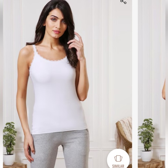 Van Heusen Women's White Lace Trim Top, Camisole - Picture 1 of 9
